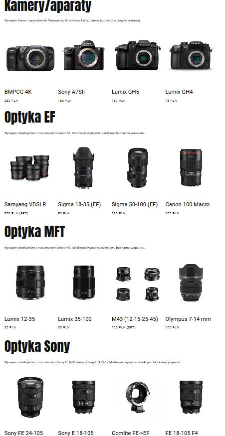 Wypożyczalnia kamer i sprzętu PROZONE